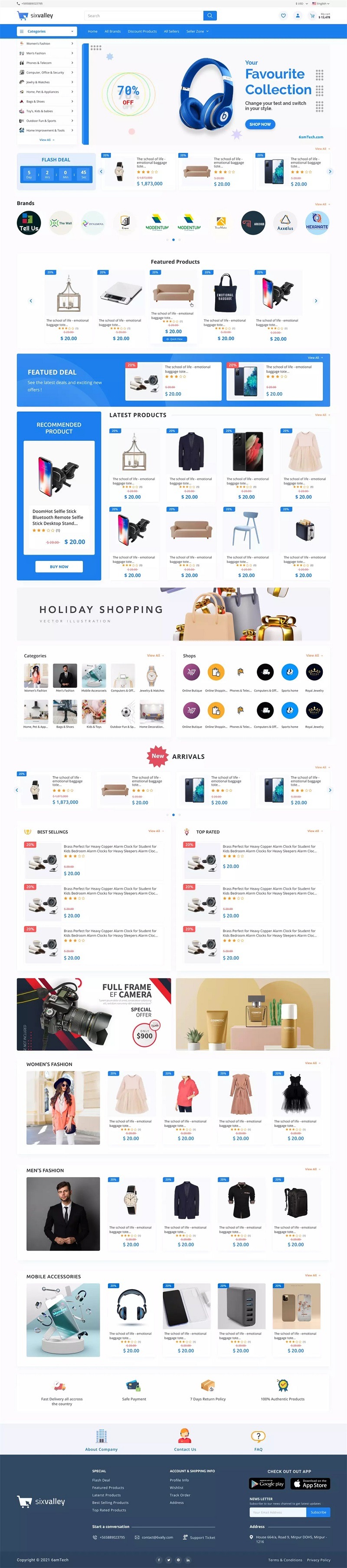 【万弘资源】商海外跨境电子商务购物商城源码,支持APP,电脑版,卖家和管理面板,6valley v14完整源码
