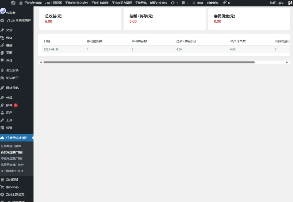 【万弘资源】WordPress任推帮 网盘拉新数据统计插件 推广项目分发和流量变现平台