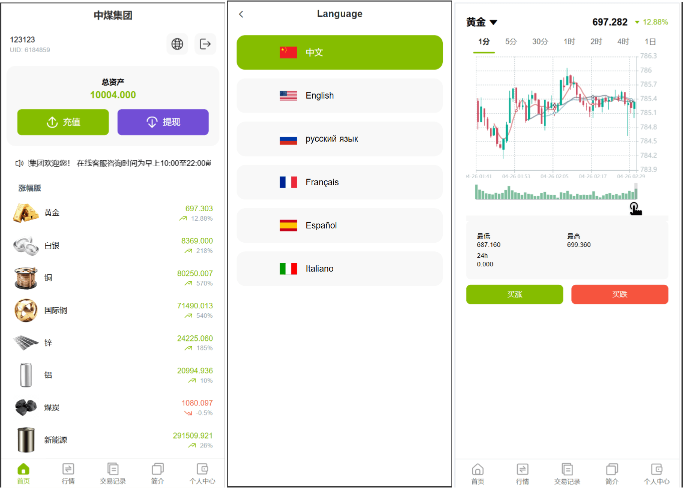 【优选代售】vue独家六国语言/贵金属/外汇/虚拟币/微交易系统